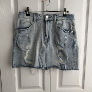 Risen Jeans Blue Denim Mini Skirt Women's Size Large Beach Festival Vacation